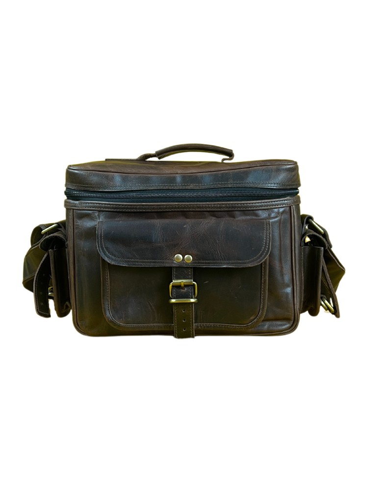 Madosh -Genuine Brown Leather DSLR Camera Bag | Camera Shoulder Messenger Bag Case| Photographer’s DSLR Crossbody Handbag | Camera Carry Top Handle shoulder Bag | Camera Case Bag